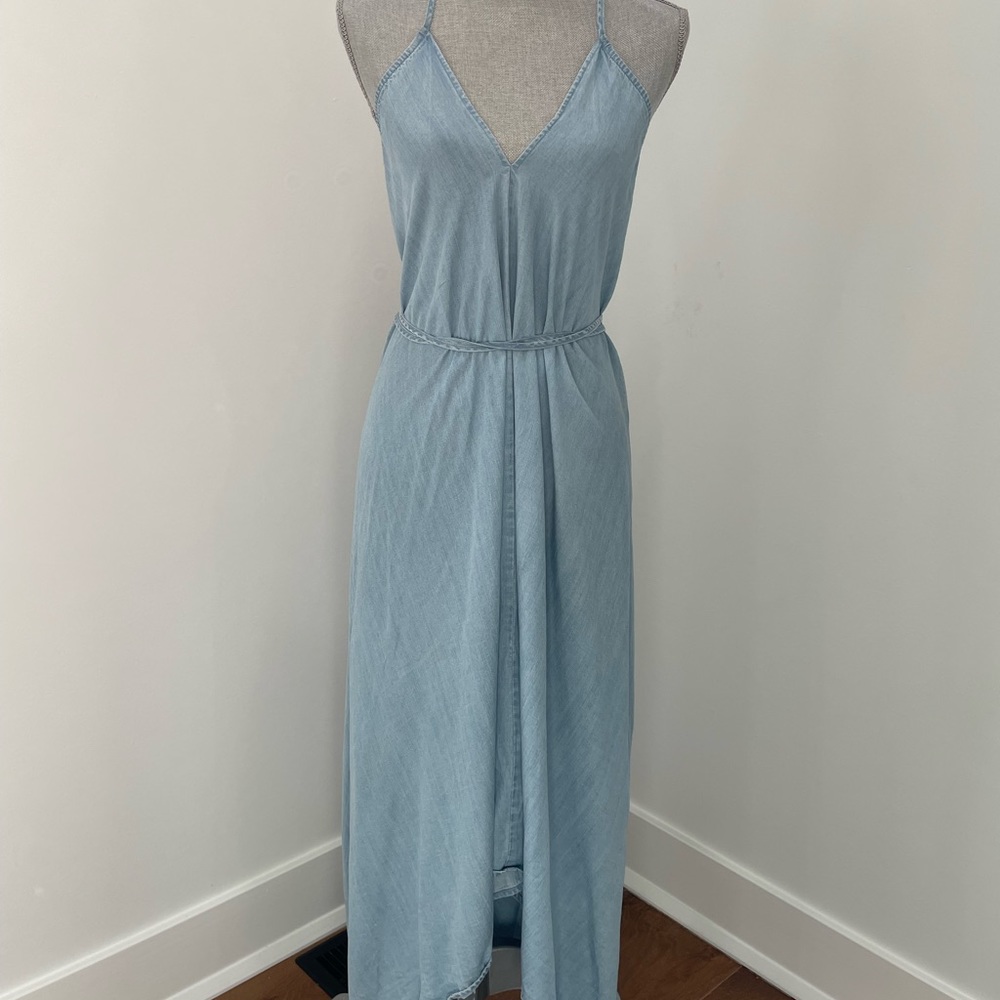 Light blue denim maxi dress
